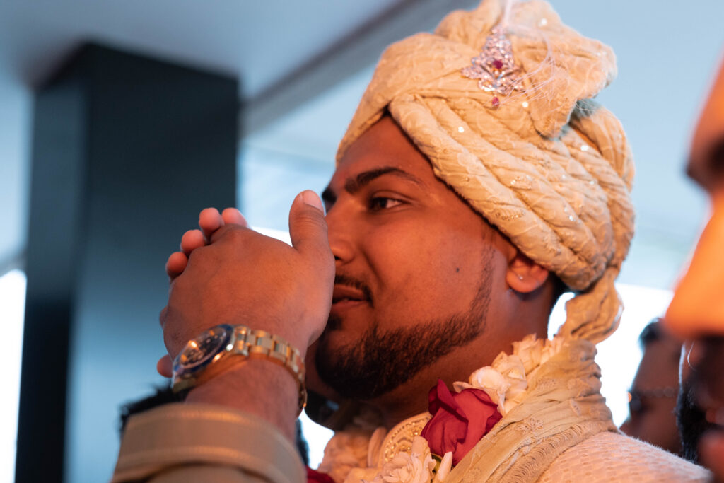 Groom during nose game