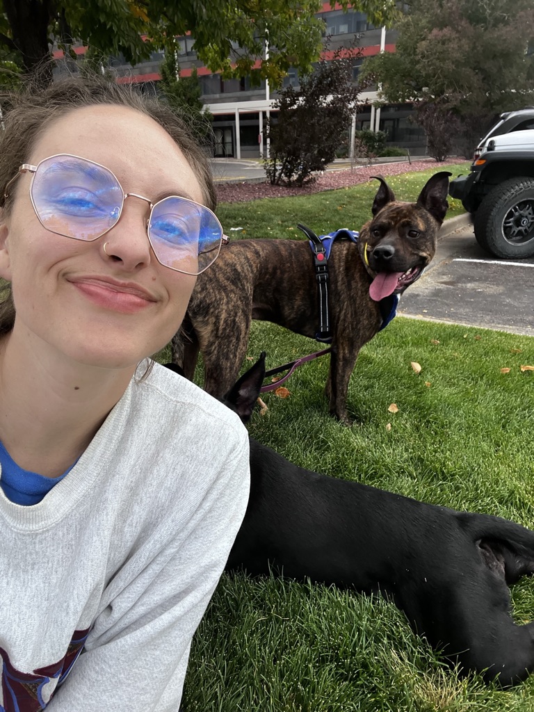 Crysahna taking a selfie with dogs
