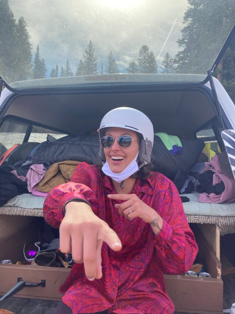 Crysahna in a ski helmet smiling