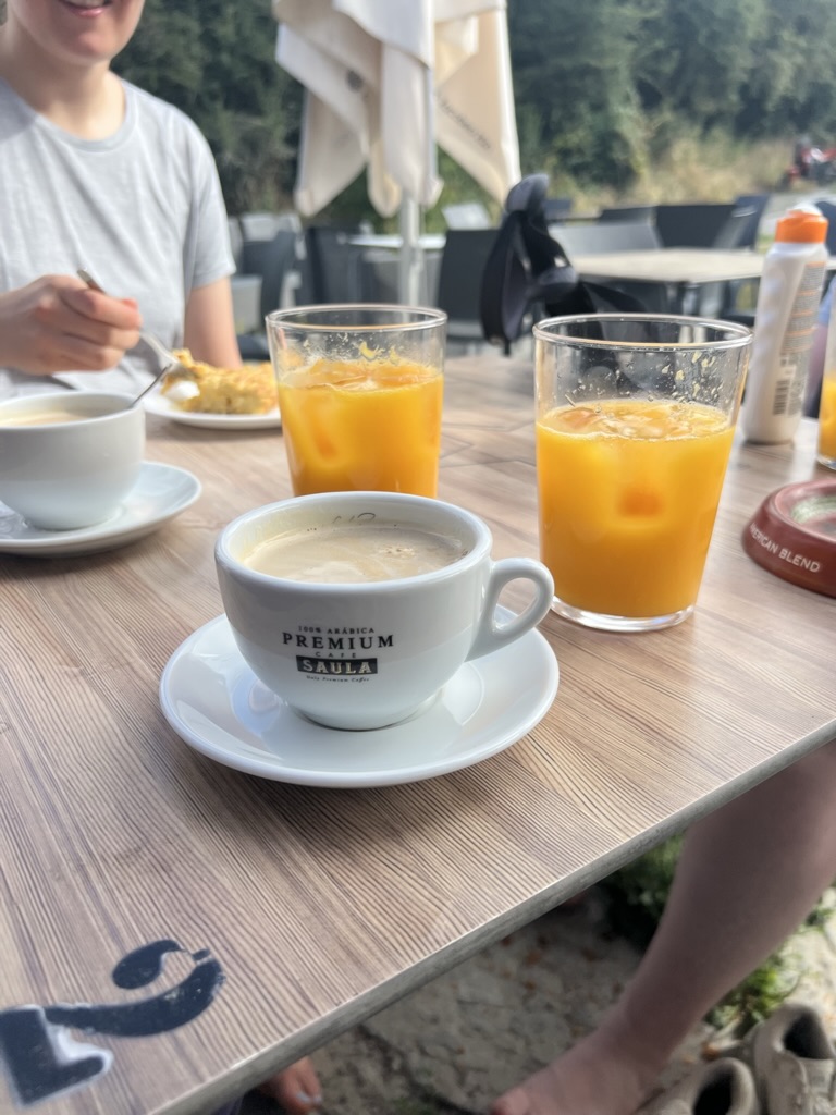 cafe con leche and orange juice