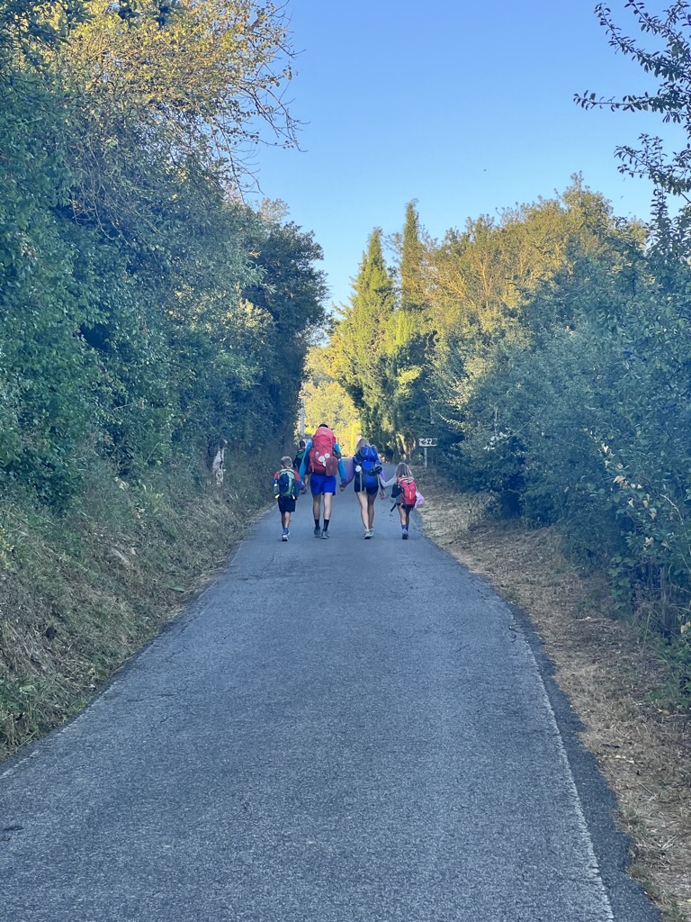 Family Walking the camino de santiago